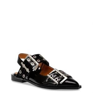 NEW ALLOY women's graya patent flat in black